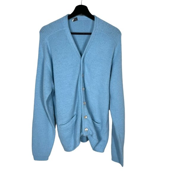 Vintage Sweaters Vintage 5s Jc Penneys Blue Orlon Acrylic Button Up